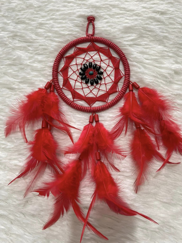 Dream catcher 6 cánh lông đỏ