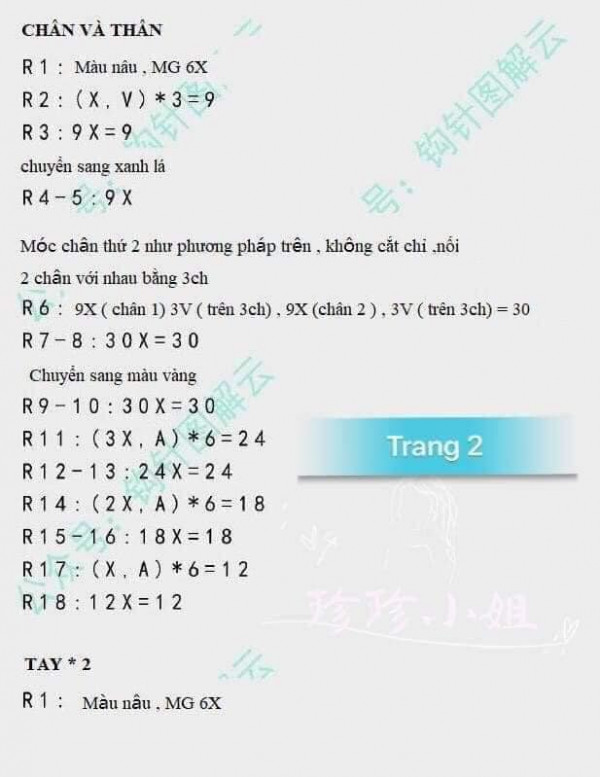 Chart móc bò đực cute phần chân và thân.