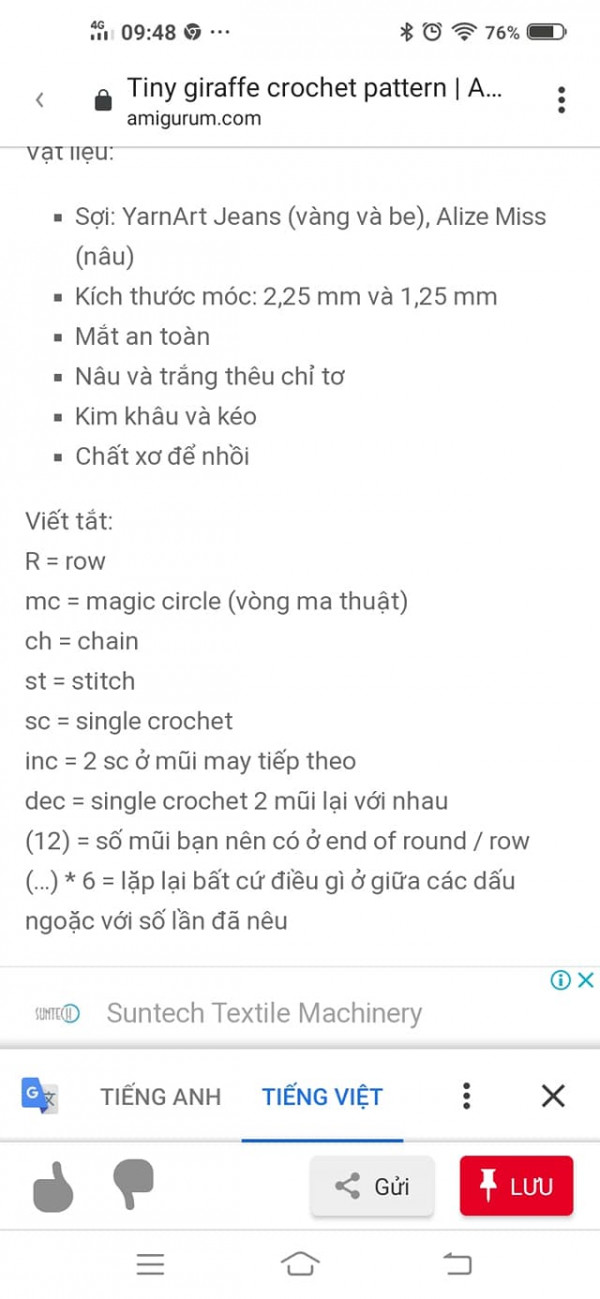 Chart móc hiêu cao cổ nguyên liệu và các ký hiệu viết tắt.