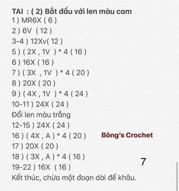 Chart móc thỏ chân dài phần tai.