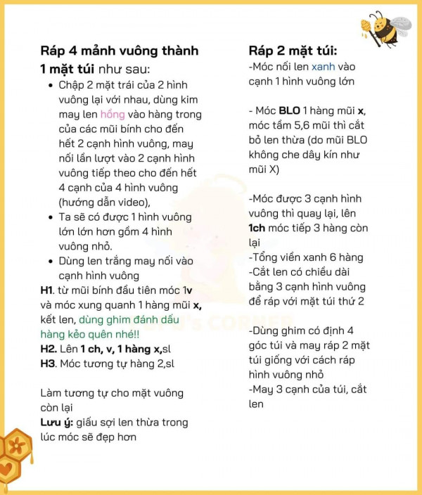 Chart móc túi thỏ phần rap túi.