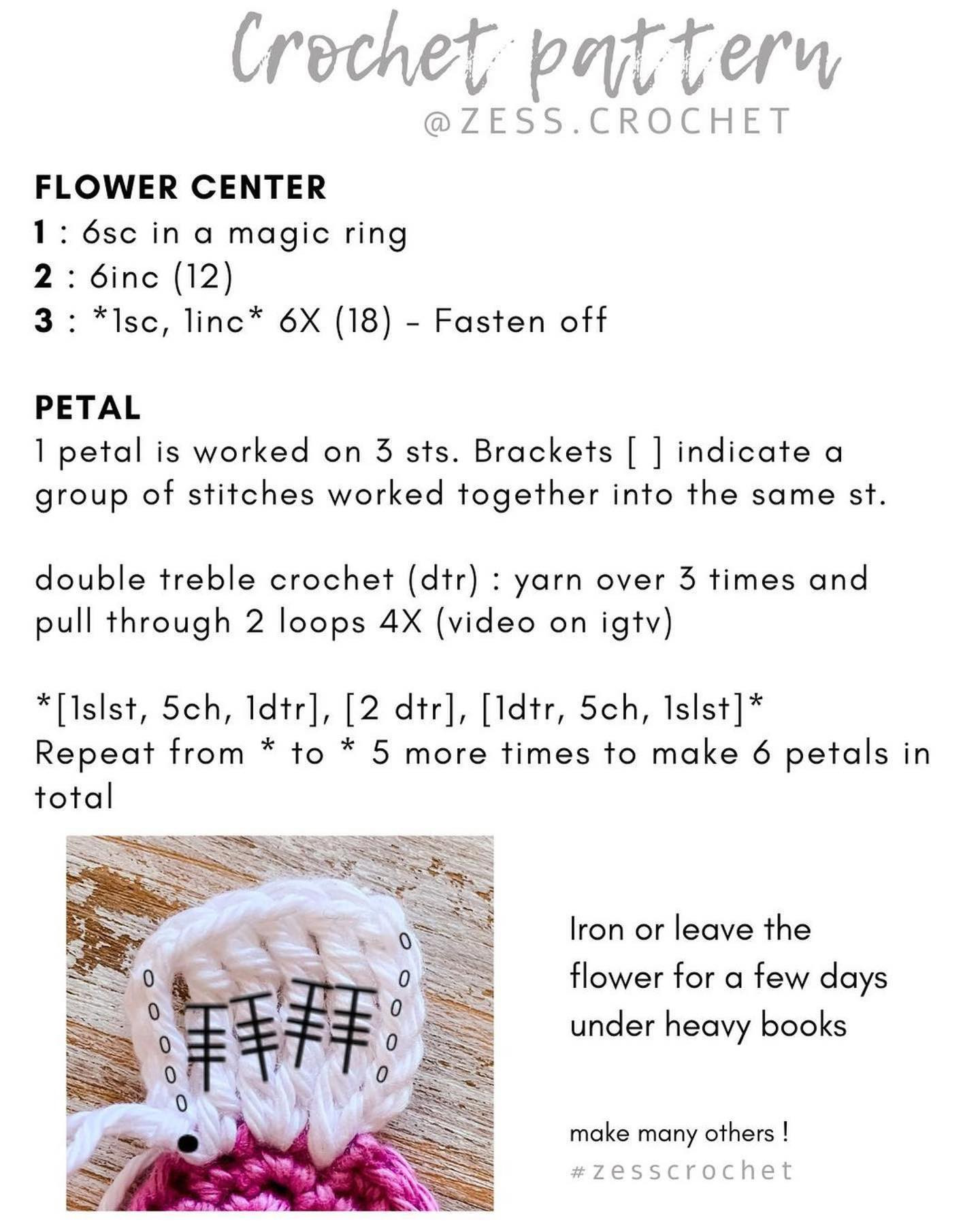 6 petal flower crochet pattern
