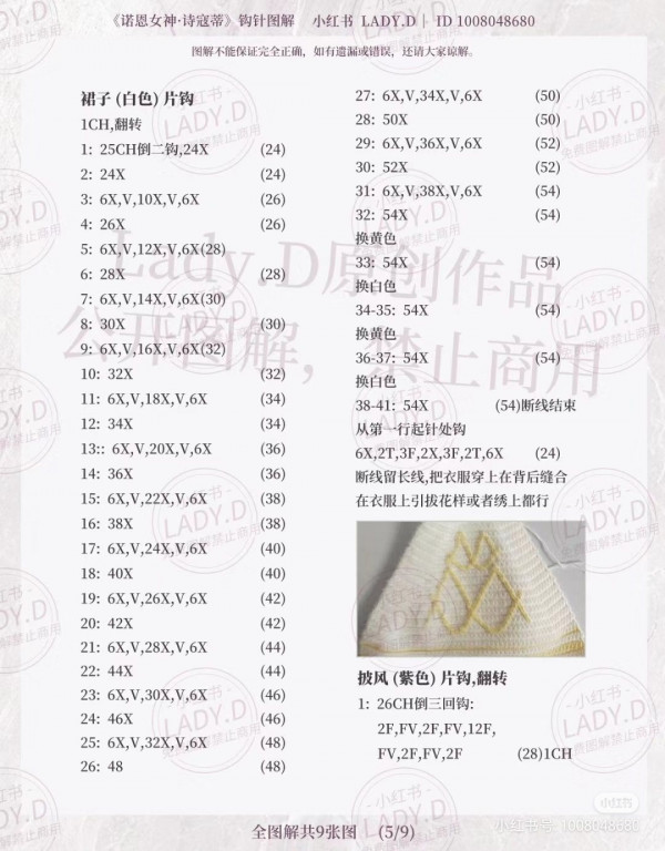 Chart móc búp bê công chúa mặc váy hồng.