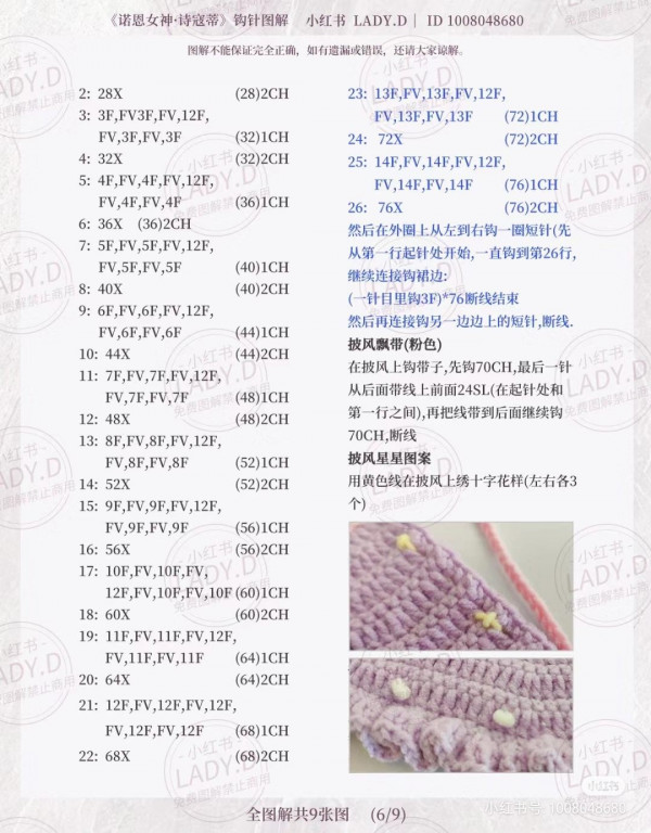 Chart móc búp bê công chúa mặc váy hồng.