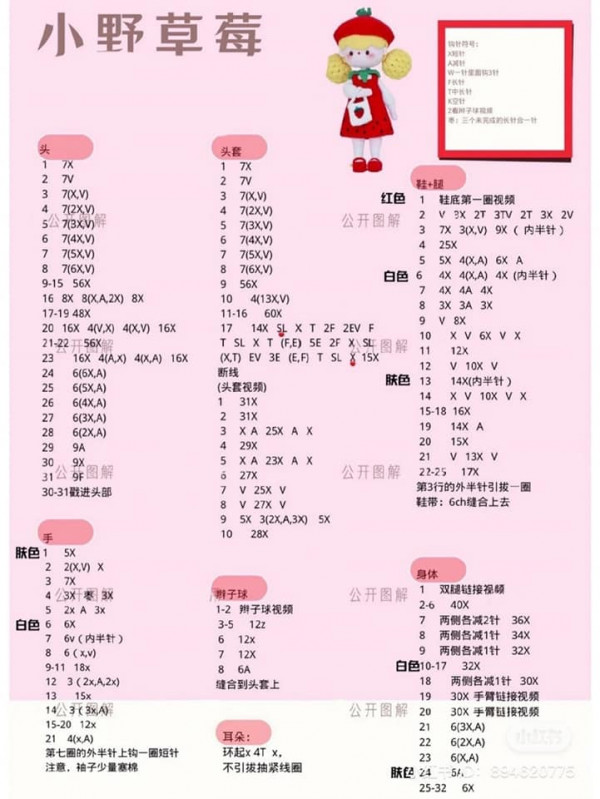 Chart móc búp bê đội mũ vàng, mặc váy buộc tóc 2 bên.