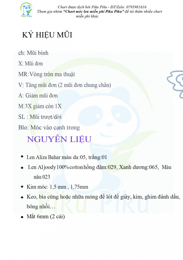 phần ký hiệu và nguyên liệu.