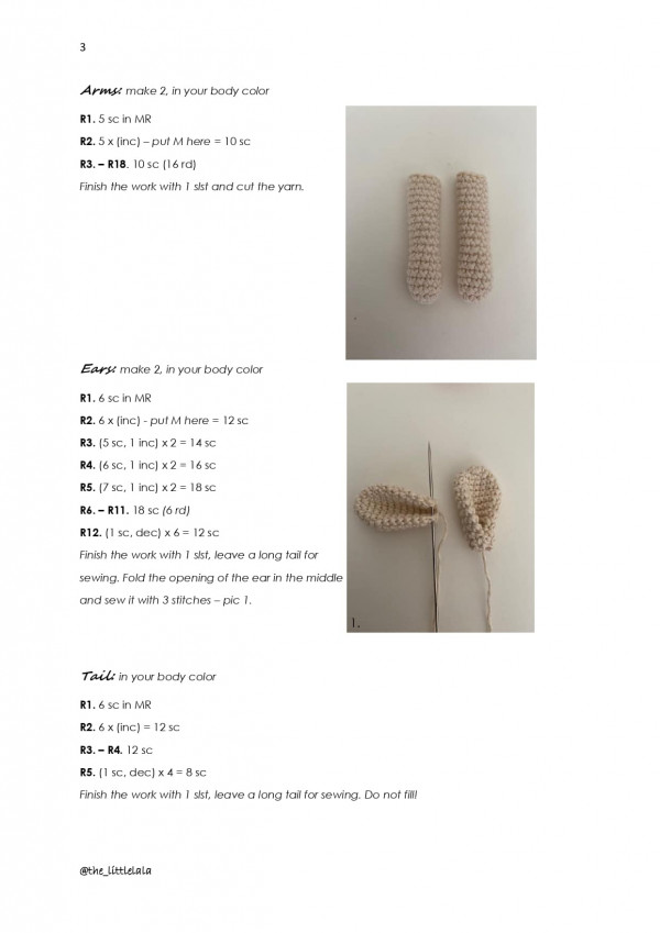 Chart móc phần tay, tai. đuôi thỏ.