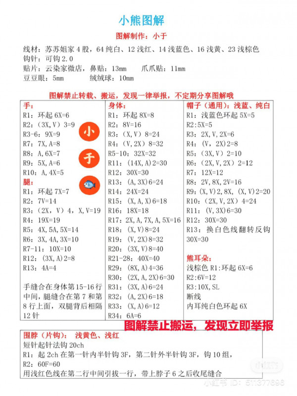 Chart móc gấu đội mũ có riềm cổ vàng.