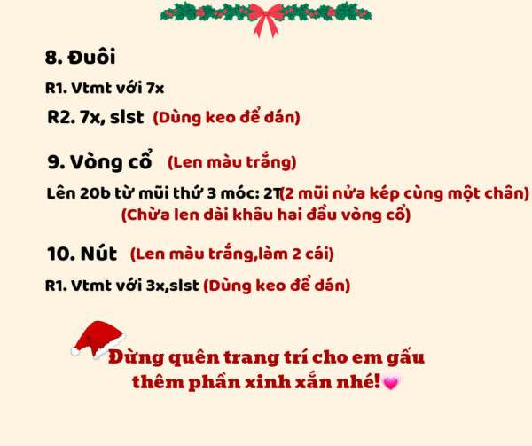 Phần đuôi, vòng cổ, cúc áo.