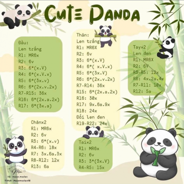 Chart móc gấu panda.