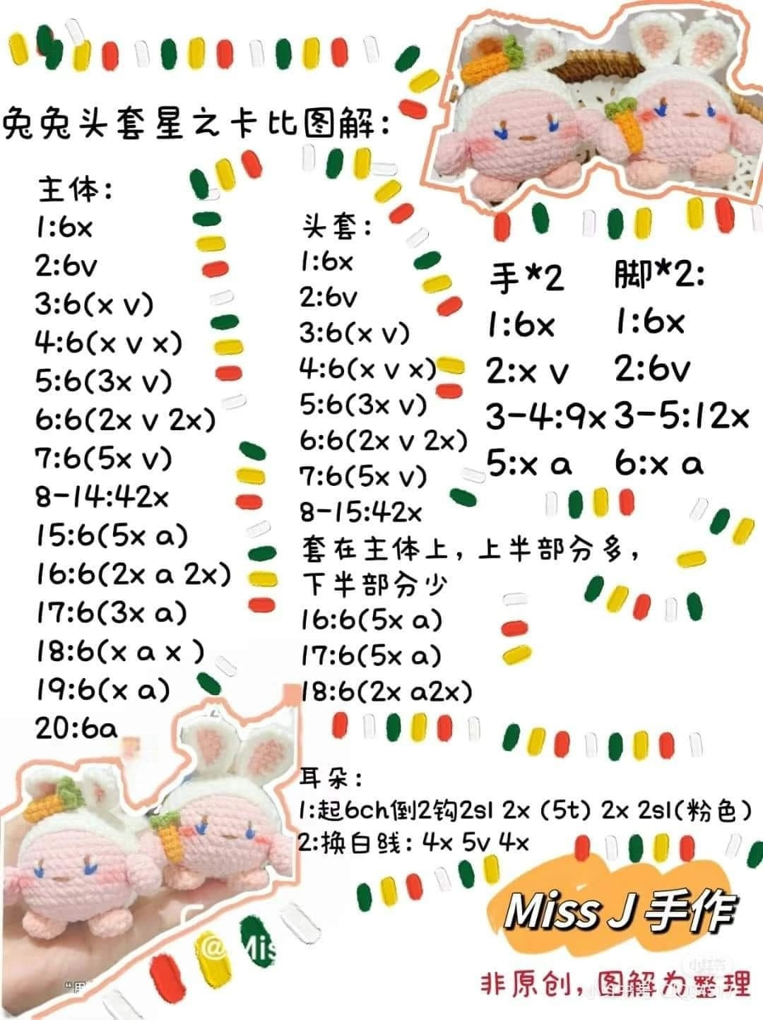 Chart móc heo con đội mũ thỏ.