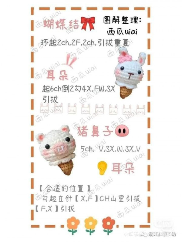 Chart móc kem gấu, kem thỏ, kem heo, kem chuột...