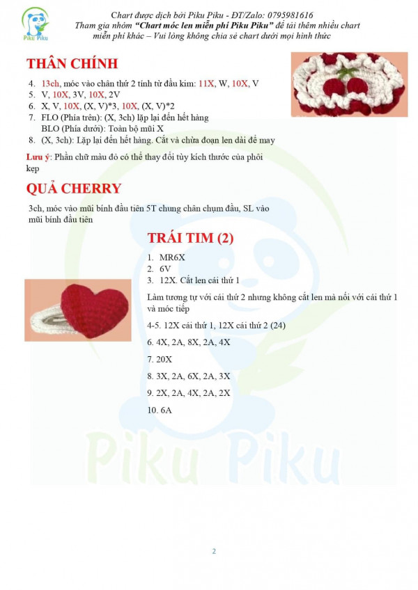 Chart móc phàn thân chính, Quả cherry, trái tim.