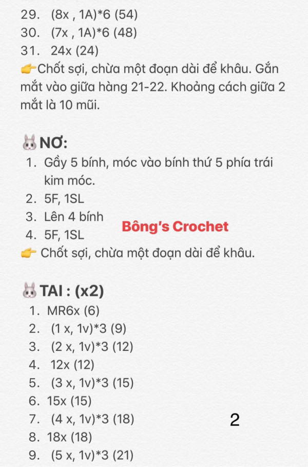 Chart móc phần nơ và tai.