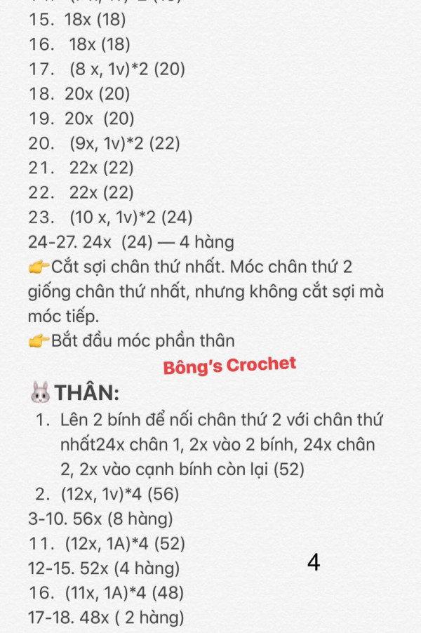 Chart móc phần thân.