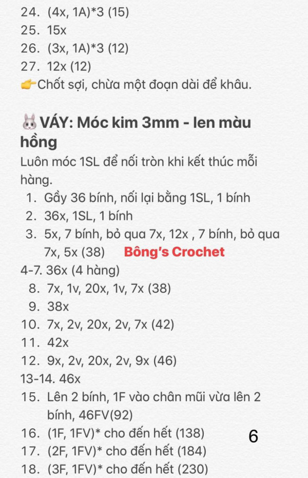 Chart móc phần váy.