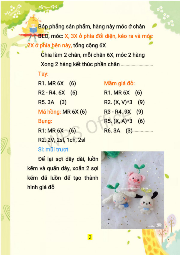 phần tay, mầm, má hồng, bụng.