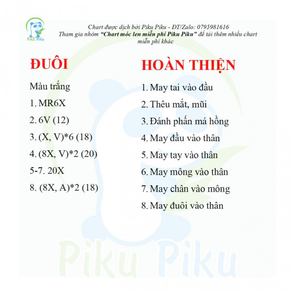 Móc phần đuôi và hoàn thiện.