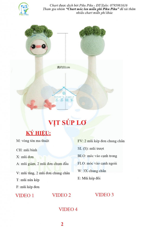 Vịt xúp lơ, ký hiêul