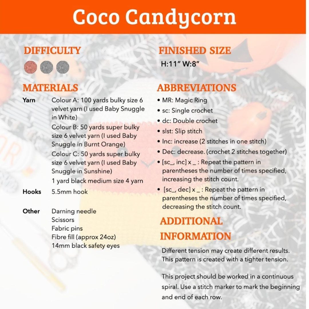 Coco candycorn crochet pattern