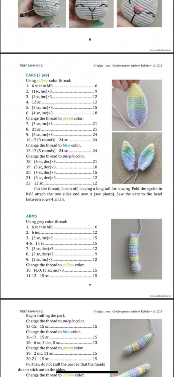 ears crochet, arms crochet