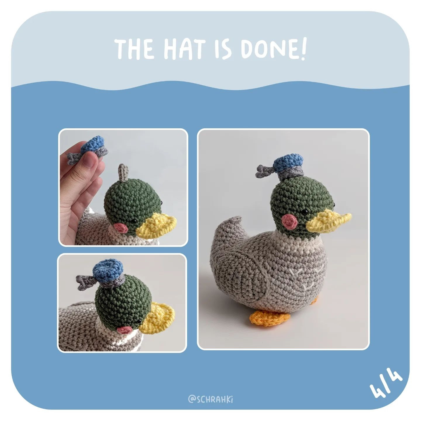 Duck crochet pattern wearing a sailor hat