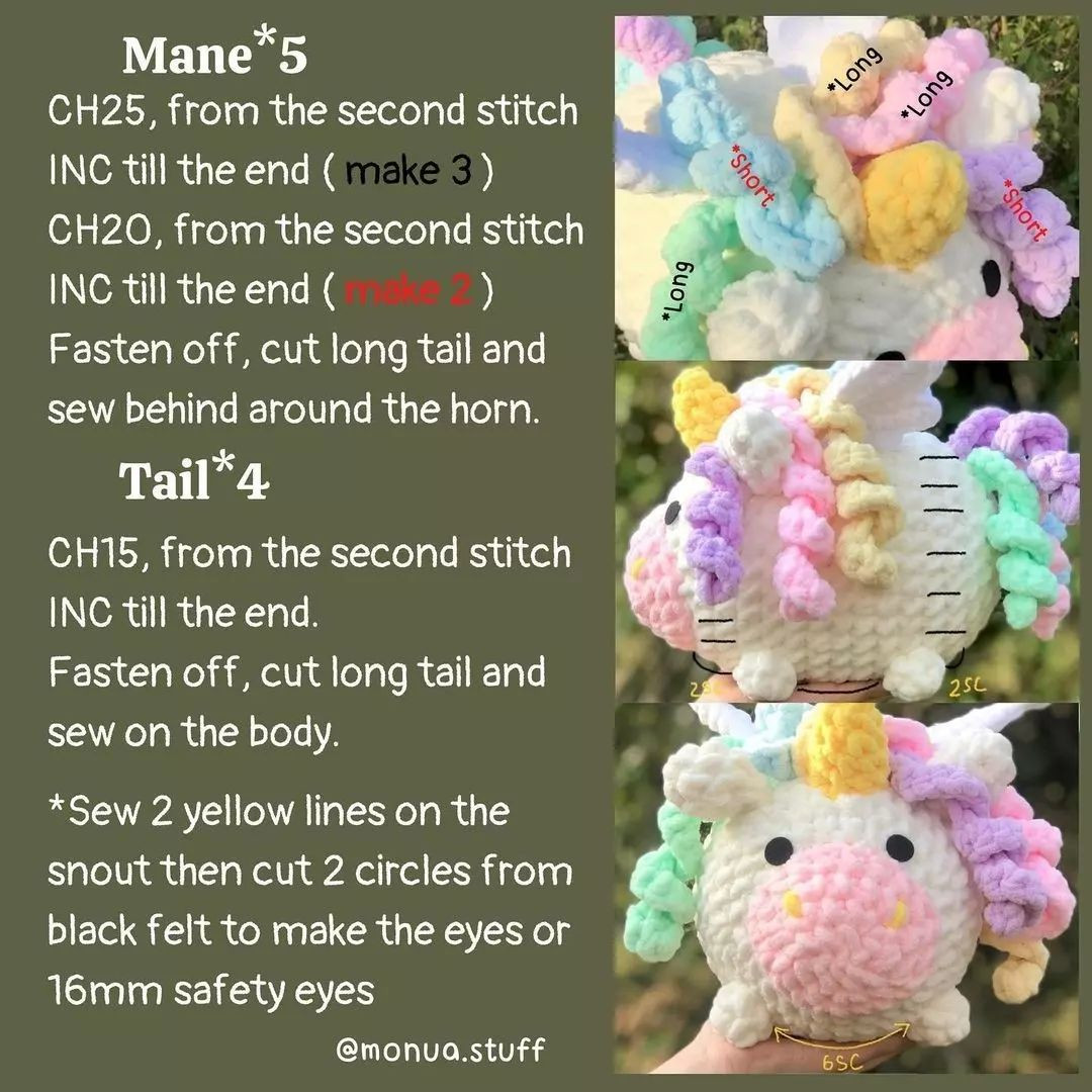 Fat unicorn crochet pattern