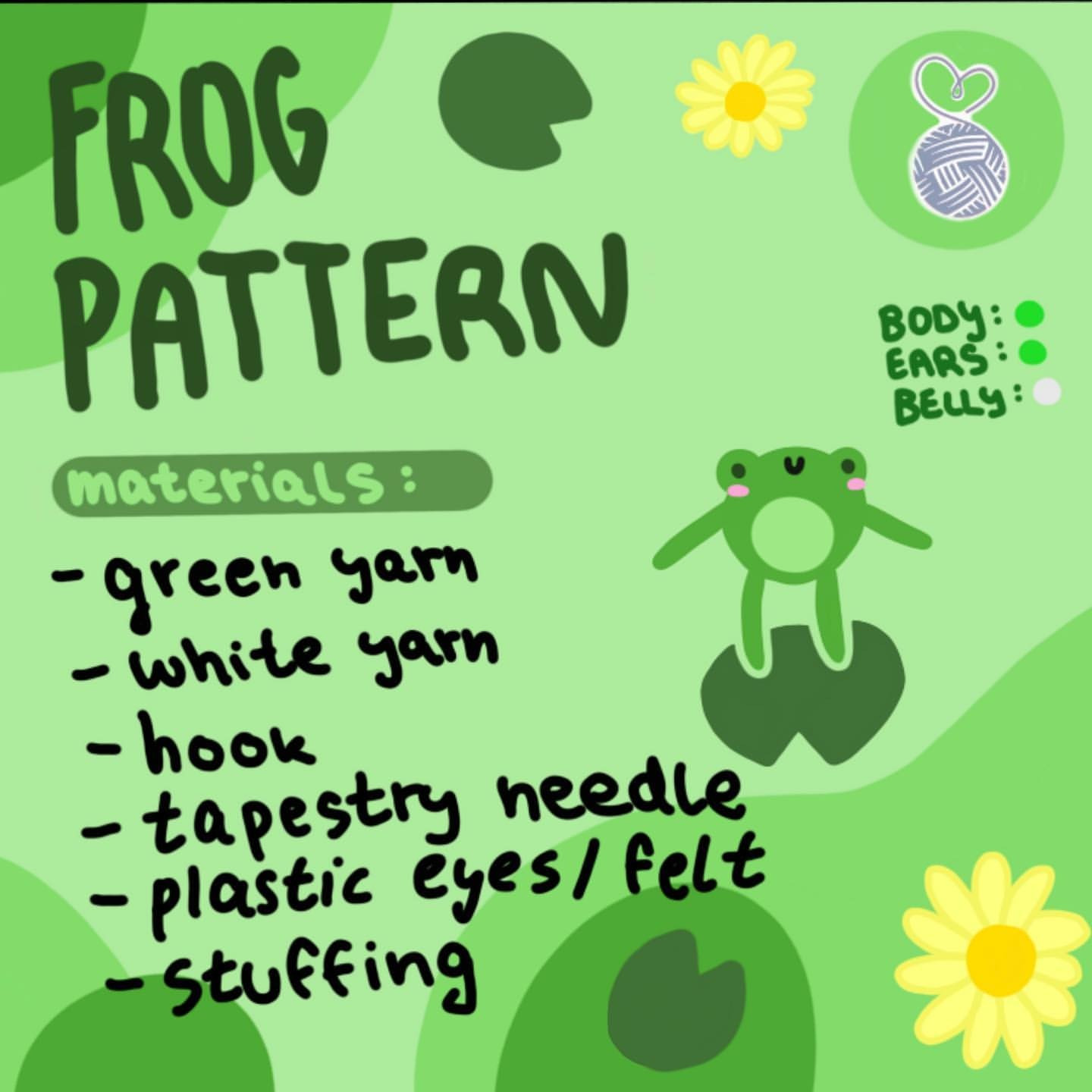 Green frog crochet pattern