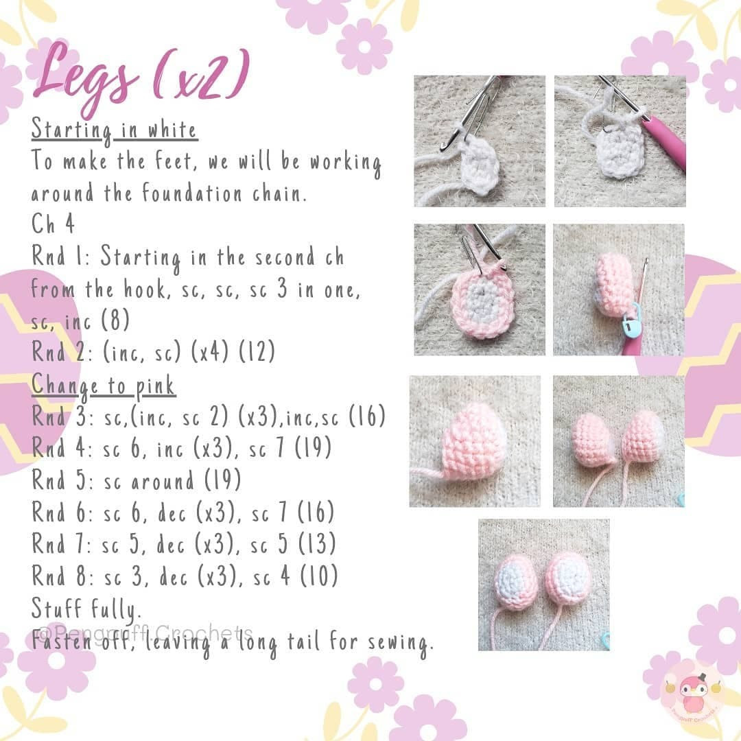 Long-eared pink rabbit crochet pattern