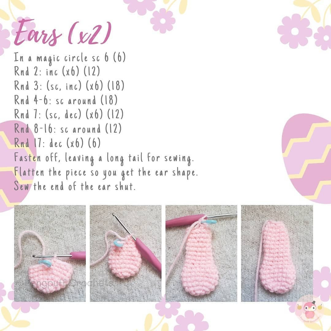 Long-eared pink rabbit crochet pattern