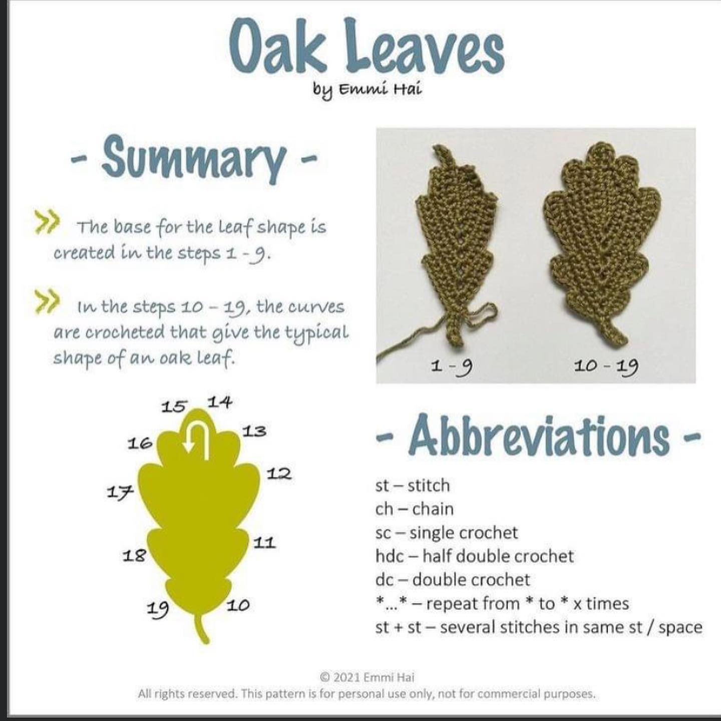 Oak leaf crochet pattern