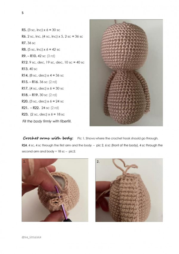 crochet arms with body.