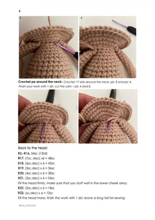 crochet pe around the neck.