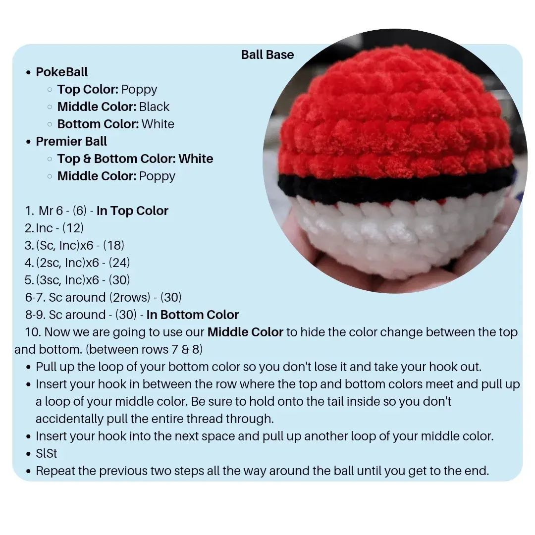 Pokemon ball crochet pattern