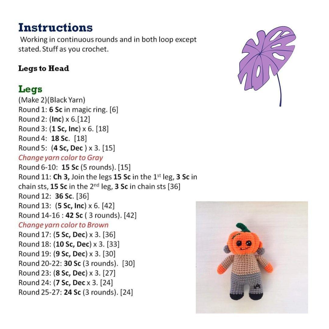 Pumpkin head crochet pattern