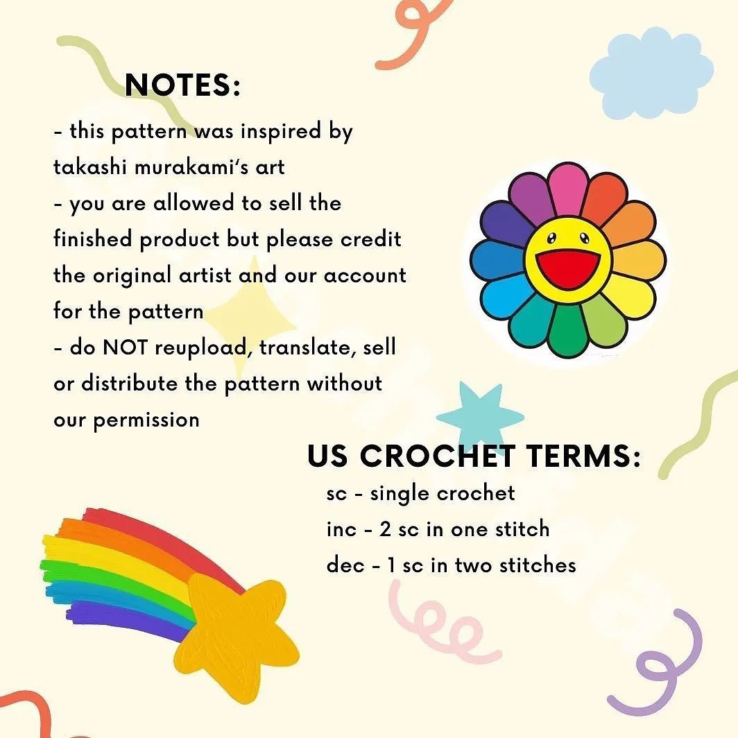 Rainbow flower crochet pattern