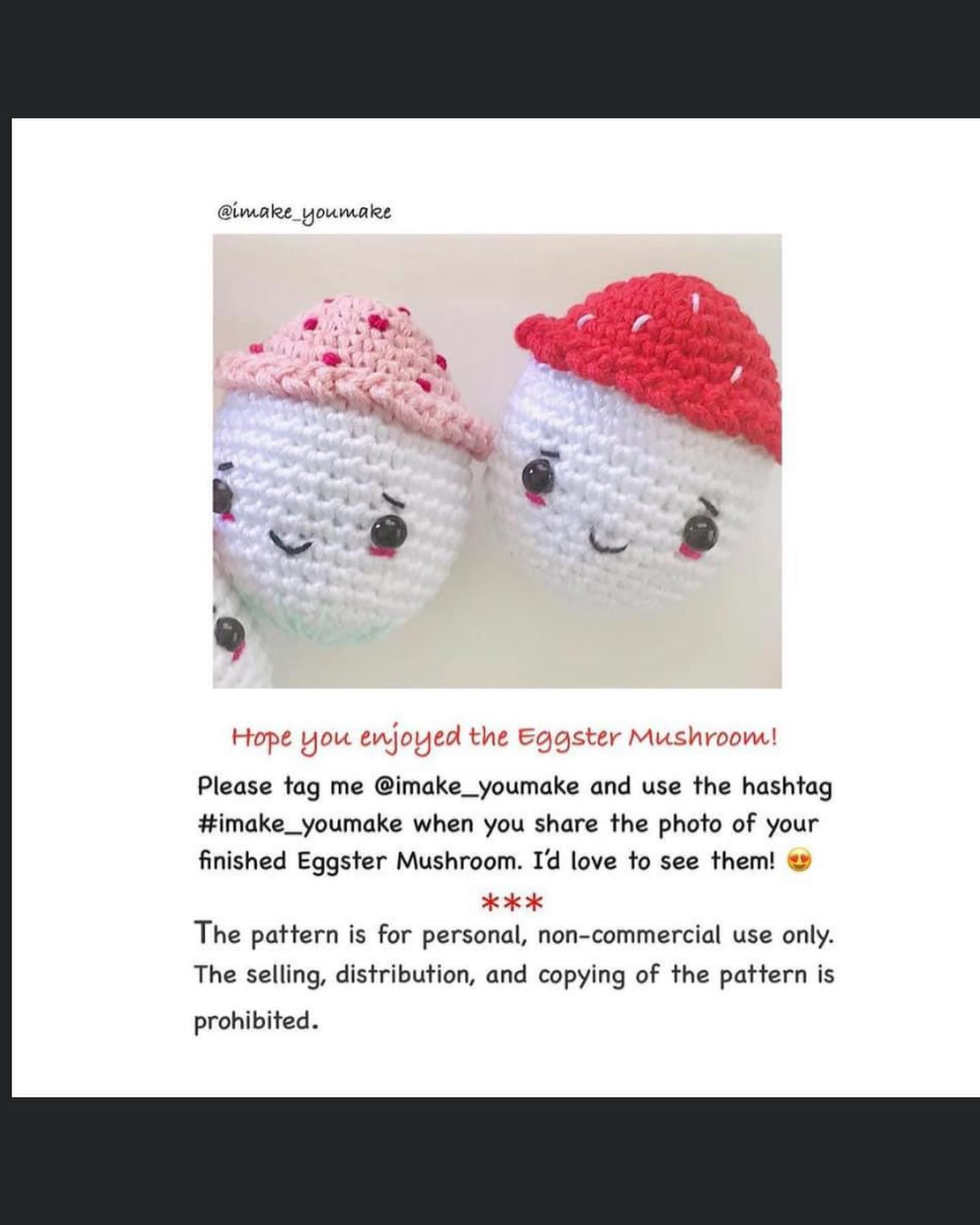 Red hat egg mushroom crochet pattern