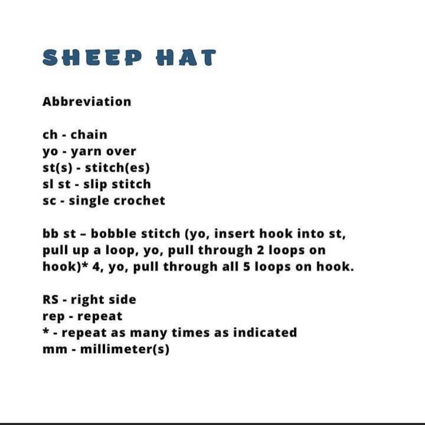 Sheep hat crochet pattern