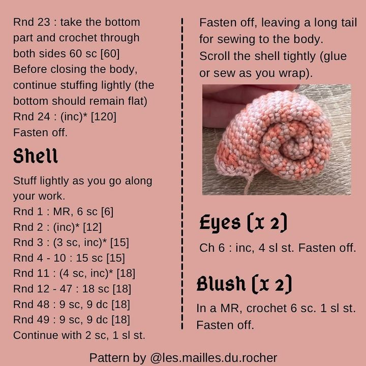 Snail crochet pattern