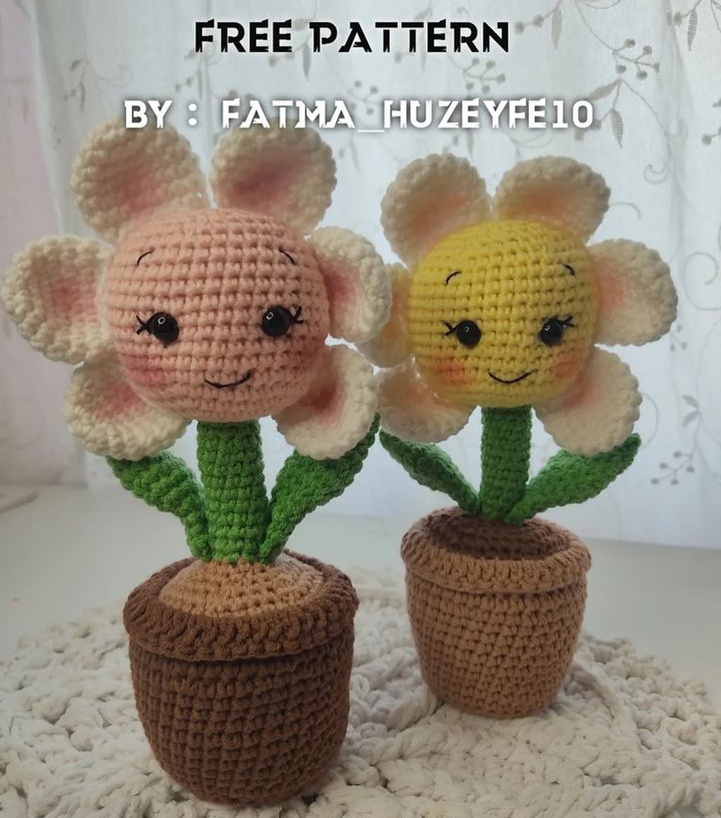Sunflower pot crochet pattern