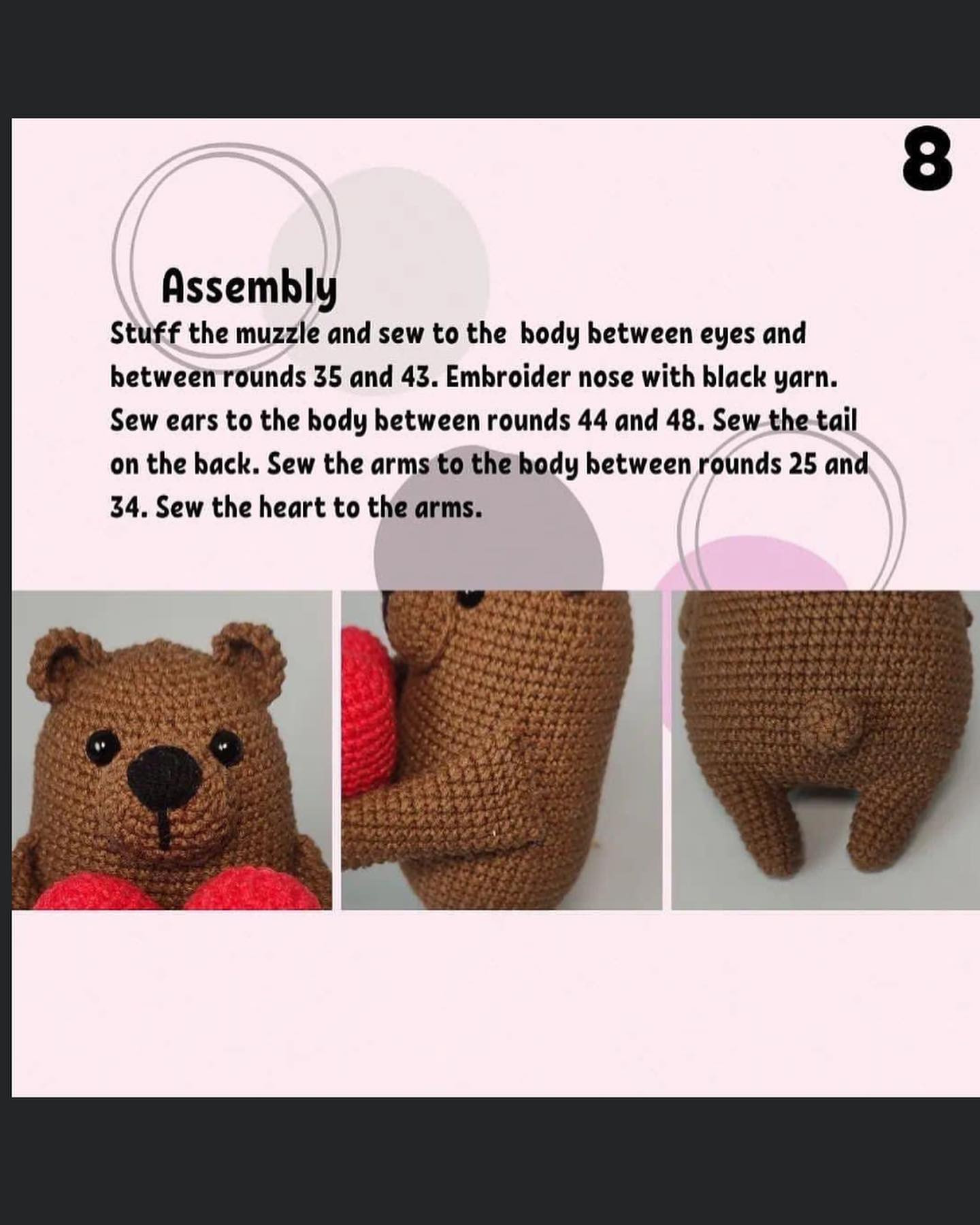 The bear crochet pattern hugs the heart