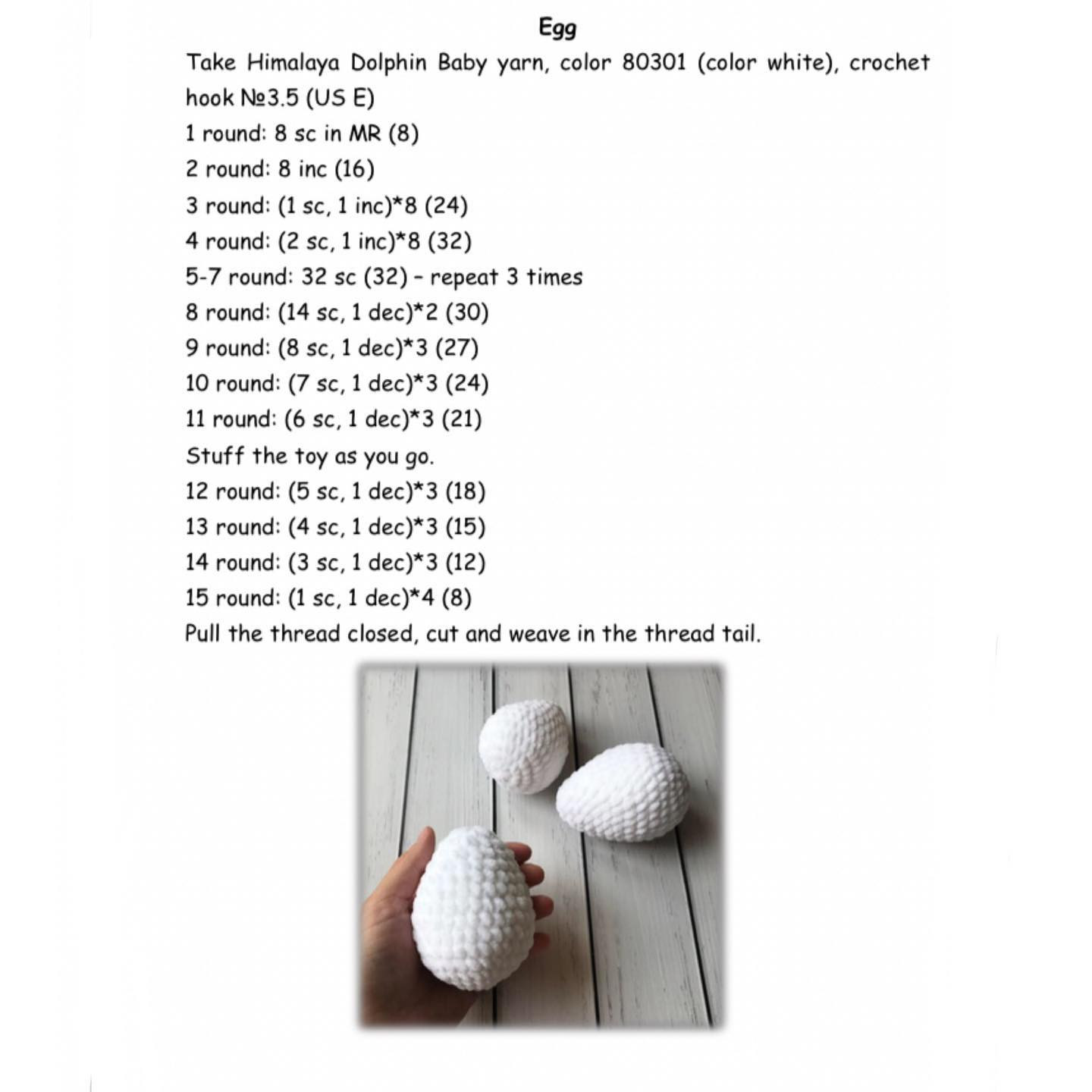 Three-egg crochet pattern