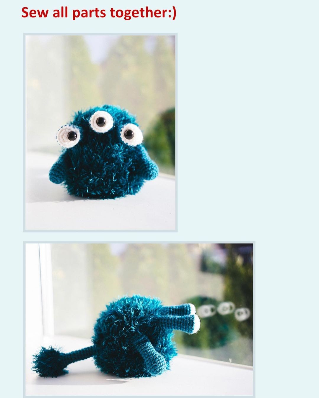 Three-eyed monster crochet pattern