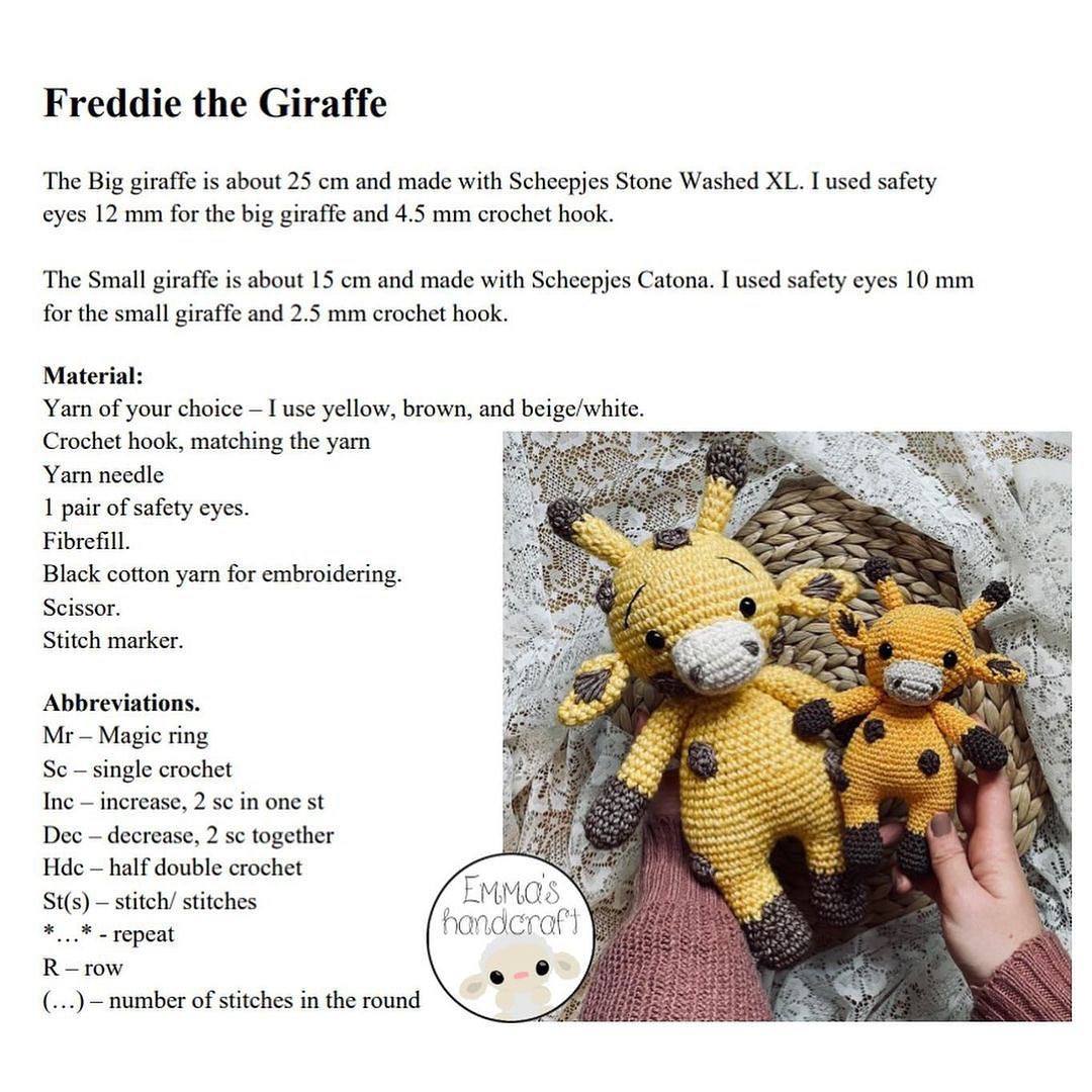 White muzzle giraffe crochet pattern