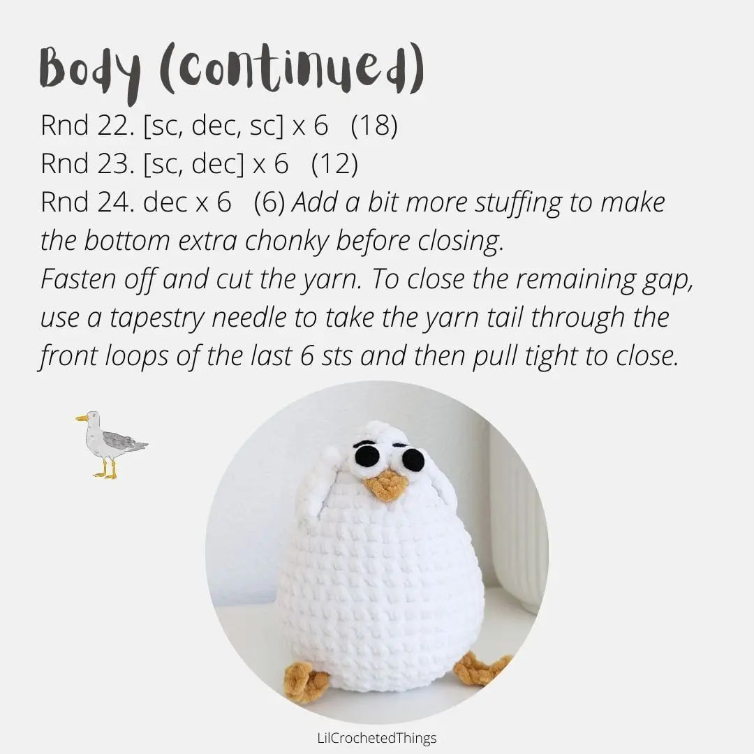 White penguin crochet pattern,
oddy the seagull