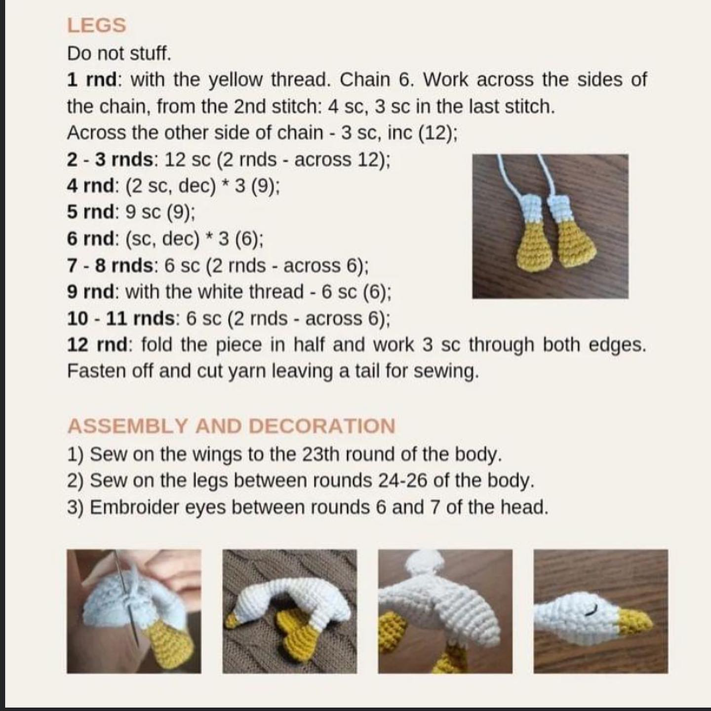Yellow beaked duck crochet pattern.
