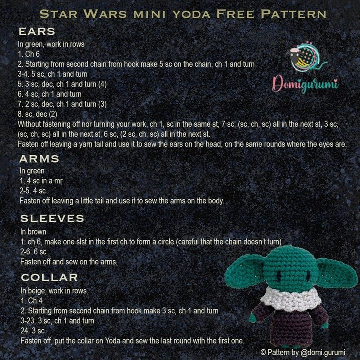 Yoda mini crochet pattern