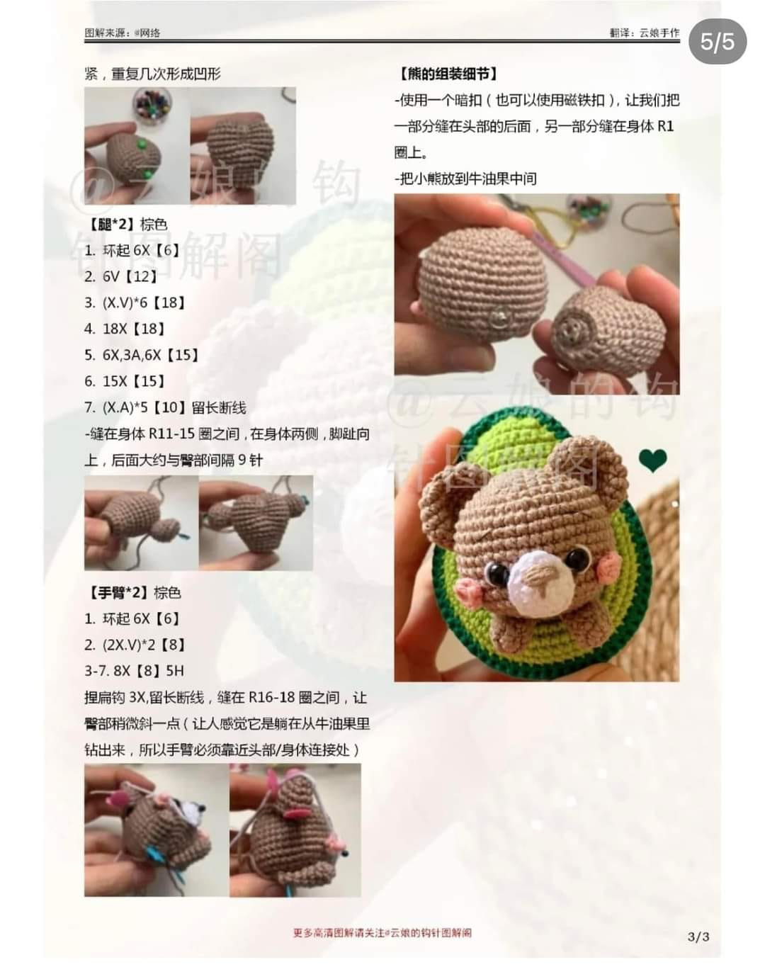 avocado bear crochet pattern