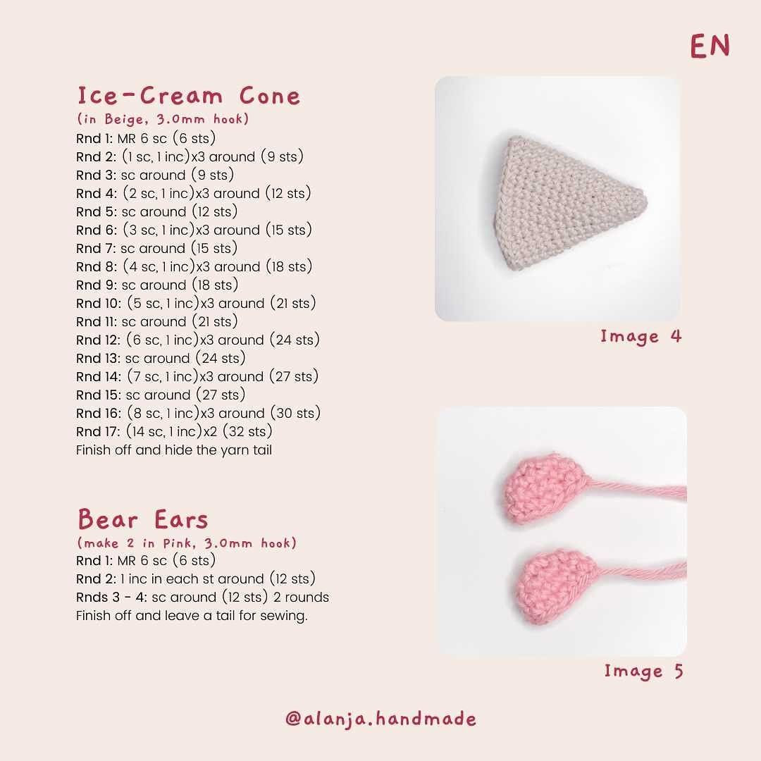 Bear and strawberry ice cream cone