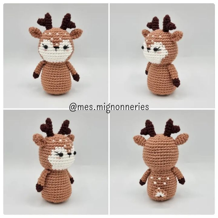 Black and white faceted deer crochet pattern